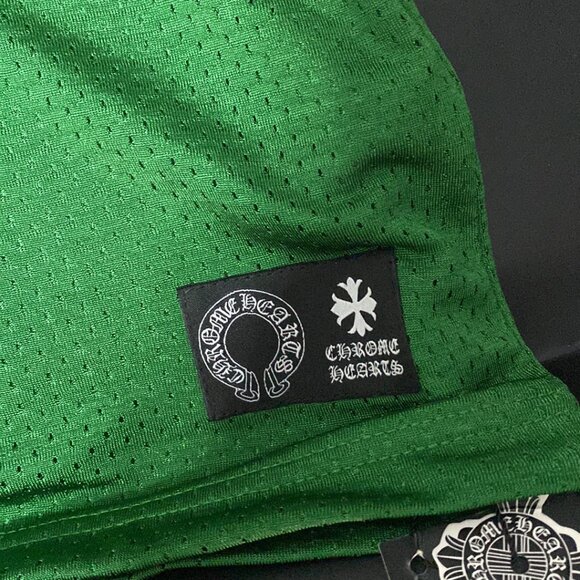 Chrome Hearts Green Sports Mesh Varsity Hockey Short Sleeve T Shirt - Picture 3 of 5